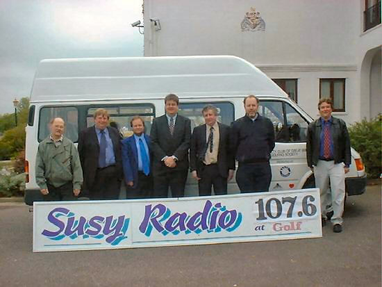 The SUSY Radio team stand in front of the Variety Club Coach before presentation