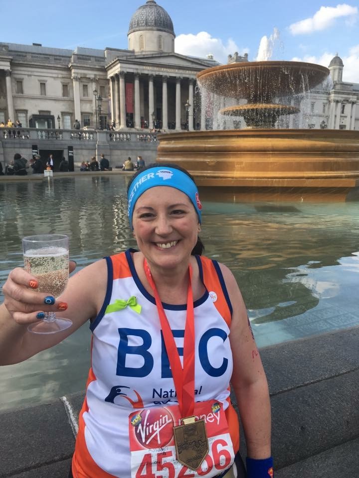 Rebecca Howells after finishing the London Marathon